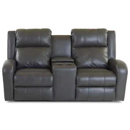Casual Power Reclining Loveseat with Power Adjustable Headrest and Lumbar and Cupholder Storage Console